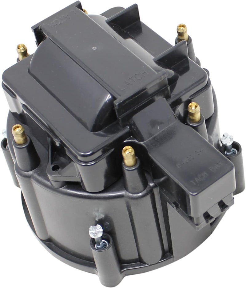 AIP Electronics DRAGON FIRE PERFORMANCE BLACK HEI Distributor Cap and Rotor Set With Brass Terminals Complete With Coil Cover Compatible with All V6 / I6 / 6 Cylinder Engines With HEI Oem Fit CAP1030-BLK - Image 2